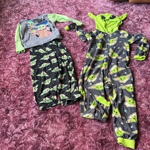 Set / Lot of Star Wars Baby Yoda Pajama Sets size 10 10/12
